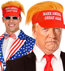 Casquette MAGA Avec Cheveux / Visière Donald Trump Make America Great Again / Casquette The President Américain Avec Cheveux / La Maison Du Déguisement