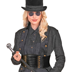 Corset Noir Pirate Élégant / Bustier Noire Gothique Strech / Ceinture Gitane Noir / La Maison Du Déguisement