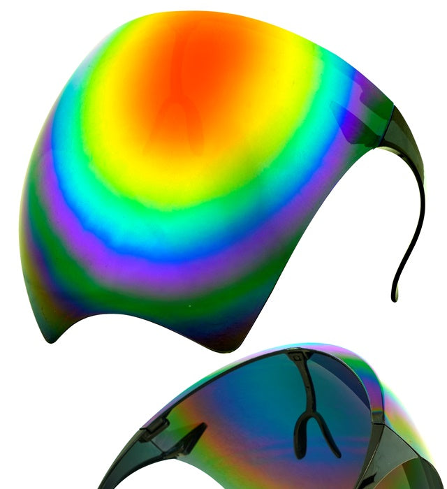 Lunettes Écran Facial Miroir Multicolore  / Face Shield Mirror Lens Arc en Ciel / La Maison Du Déguisement