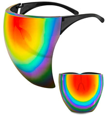 Lunettes Écran Facial Miroir Multicolore  / Face Shield Mirror Lens Arc en Ciel / La Maison Du Déguisement
