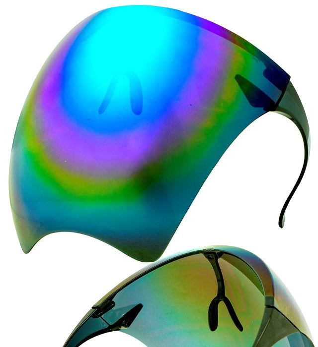 Lunettes Écran Facial Miroir Bleu Et Violet / Face Shield Mirror Lens Blue et Purpel / La Maison Du Déguisement