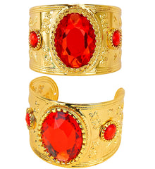 Bracelet Romain Rouge / Bracelet Egyptien Rouge / Bracelet En Métal Doré / La Maison du Déguisement