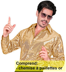 Déguisement Chemise Party Fashion Or / Chemise sequins Or Luxe / La Maison Du Déguisement