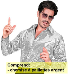 Déguisement Chemise Party Fashion Argent / Chemise Sequins Luxe Argent / La Maison Du Déguisement