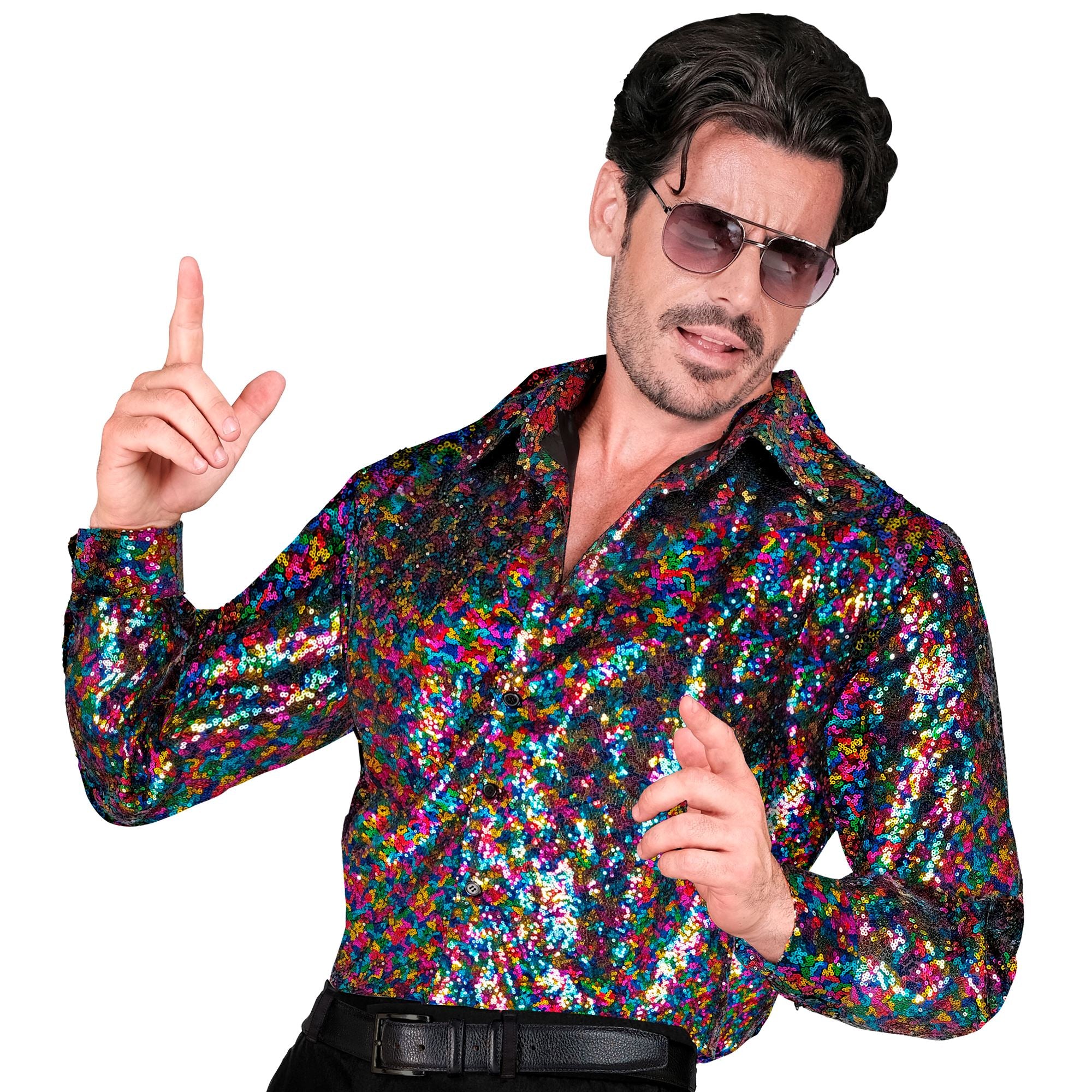 Déguisement Chemise Party Fashion Paillettes Multicolores / Chemise sequins Multicolores Luxe / La maison Du Déguisement