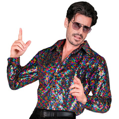 Déguisement Chemise Party Fashion Paillettes Multicolores / Chemise sequins Multicolores Luxe / La maison Du Déguisement