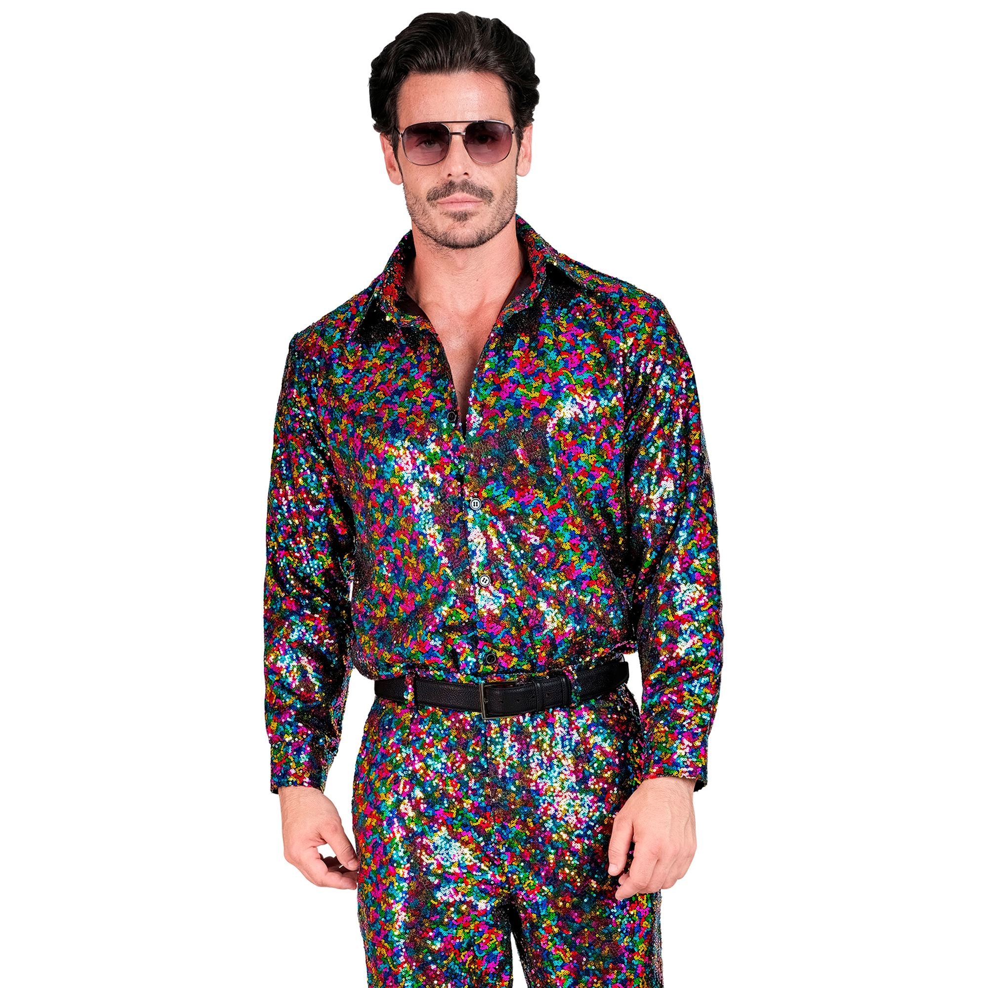 Déguisement Chemise Party Fashion Paillettes Multicolores / Chemise sequins Multicolores Luxe / La maison Du Déguisement