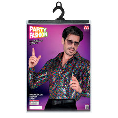 Déguisement Chemise Party Fashion Paillettes Multicolores / Chemise sequins Multicolores Luxe / La maison Du Déguisement