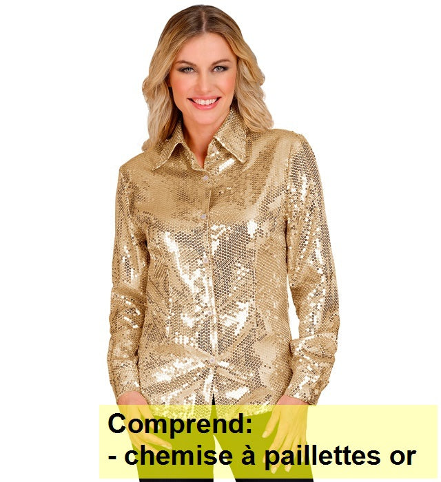 Déguisement Chemise Party Fashion Or / Chemise Disco Sequins Or Luxe / La Maison Du Déguisement
