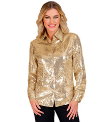Location Chemise Paillettes Party Fashion Or Femme / Location Chemise Disco Sequins Or Luxe / La Maison Du Déguisement