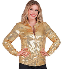 Location Chemise Paillettes Party Fashion Or Femme / Location Chemise Disco Sequins Or Luxe / La Maison Du Déguisement