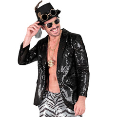 Déguisement Veste Party Fashion Paillettes Noir / Veste Sequins Noir Luxe / La Maison Du Déguisement