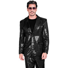 Location Déguisement Veste Party Fashion Paillettes Noir / Location Veste Disco Sequins Noir Luxe / La Maison Du Déguisement