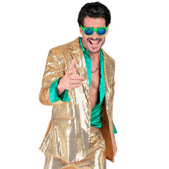 Location Déguisement Veste Party Fashion Paillettes Or / Location Veste Disco Sequins Dorée / La Maison Du Déguisement
