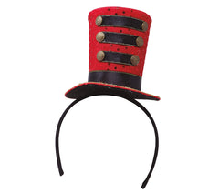 Mini chapeau haut de forme majorette rouge / Serre tête haut de forme majorette rouge / La Maison Du Déguisement