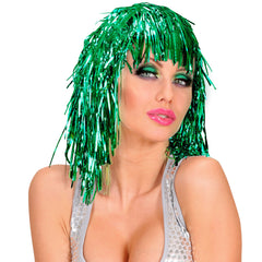 Perruque Disco Métallique Vert / Perruque Disco Lamé Vert / La Maison du Déguisement