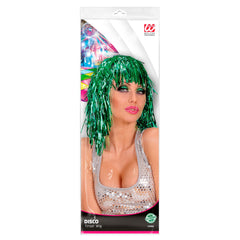 Perruque Disco Métallique Vert / Perruque Disco Lamé Vert / La Maison du Déguisement