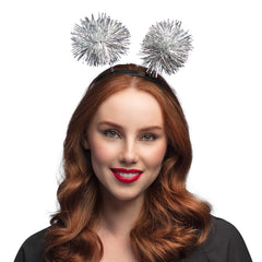 Serre tête Pompons Argent Disco / Diadème Pompons Argent Disco / La Maison Du Déguisement