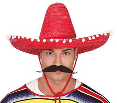 Chapeau Sombrero Paille Rouge / Sombrero Mexicain Paille / La Maison Du Déguisement
