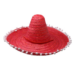 Chapeau Sombrero Paille Rouge / Sombrero Mexicain Paille / La Maison Du Déguisement