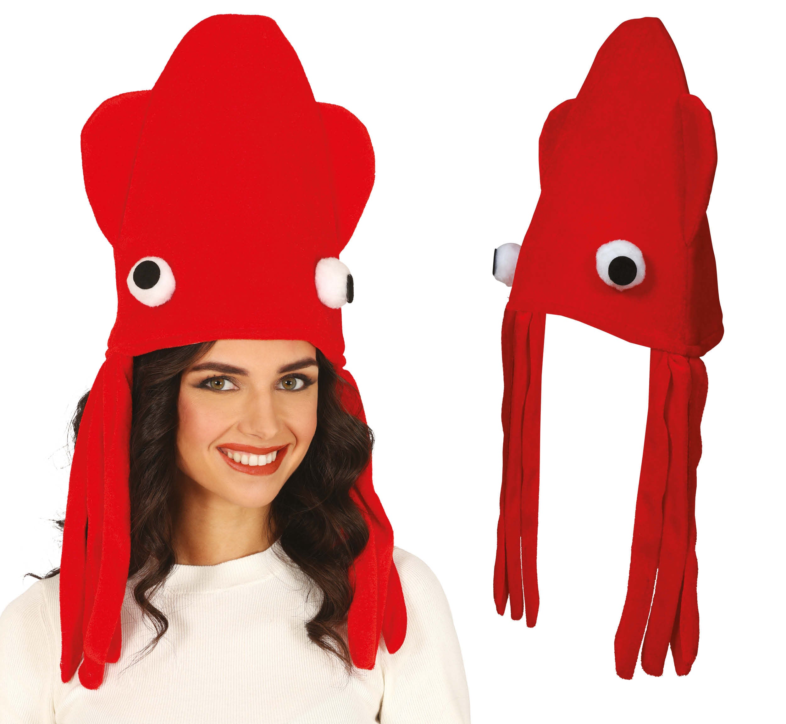 Chapeau Poulpe Rouge / Chapeau pieuvre Rouge / Chapeau Calamar Rouge / La Maison Du Déguisement