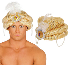 Coiffe Maharadja Avec Plume / Chapeau Prince Orient / Chapeau Sultan / Chapeau Sultan Bandar / La Maison du Déguisement