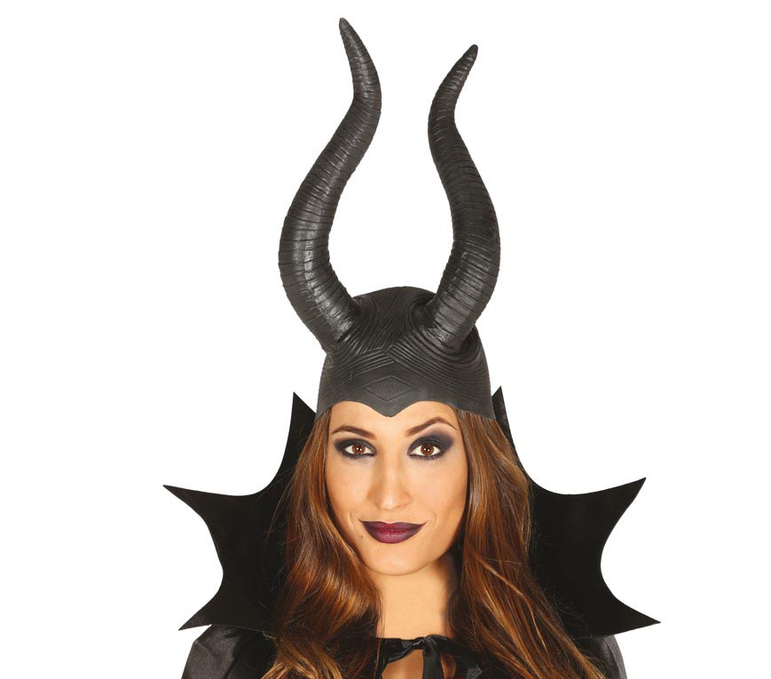 Coiffe Démon Maléfique Latex / Casque Latex Avec Cornes Souple / La Maison Du Déguisement