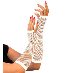 Gants Mitaines En Résille Mi-longs Blanc / Mitaines Longues Filet Blanc / La Maison Du Déguisement