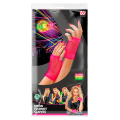Mitaines En Résille Rose Fluo / Gants Résille Rose Fluo / Gants En Maille Rose Fluo / La Maison Du Déguisement