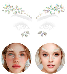 Strass Autocollant Pour Le Visage Fleurs Argent / Bijoux Paillettes Autocollantes Fleurs Argent / La Maison Du Déguisement