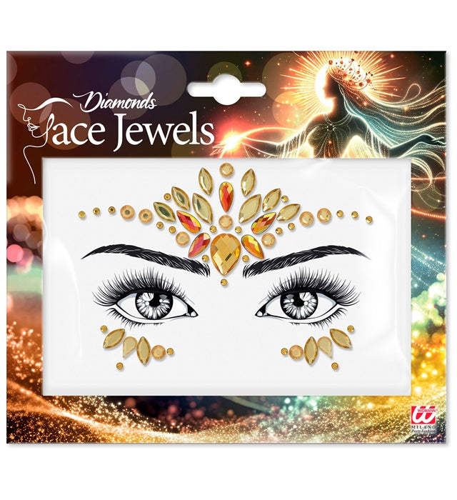 Strass Autocollant Pour Le Visage Diamants Jaune / Bijoux Paillettes Autocollantes Diamond Jaune / La Maison Du Déguisement