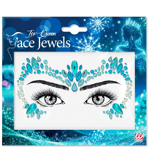 Strass Autocollant Pour Le Visage Reine des Neiges / Bijoux Paillettes Autocollantes Reine des Glaces Bleu / La Maison Du Déguisement
