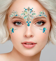 Strass Autocollant Pour Le Visage Reine Bleu / Bijoux Paillettes Autocollantes Princesse des Glaces Bleu / La Maison Du Déguisement