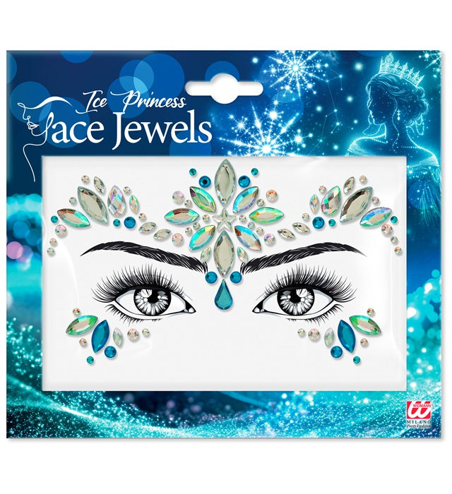 Strass Autocollant Pour Le Visage Reine Bleu / Bijoux Paillettes Autocollantes Princesse des Glaces Bleu / La Maison Du Déguisement