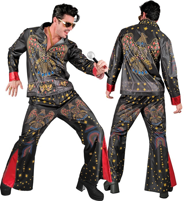 Déguisement Elvis Noir BM Adulte / Costume Roi Du Rock’n’Roll Noir Homme / La Maison Du Déguisement