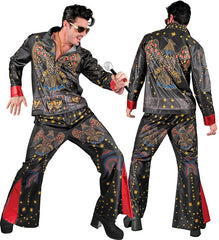 Déguisement Elvis Noir BM Adulte / Costume Roi Du Rock’n’Roll Noir Homme / La Maison Du Déguisement