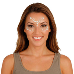 Strass Autocollant Pour Le Visage Perles Blanc / Bijoux Perles Paillettes Autocollantes  / La Maison Du Déguisement