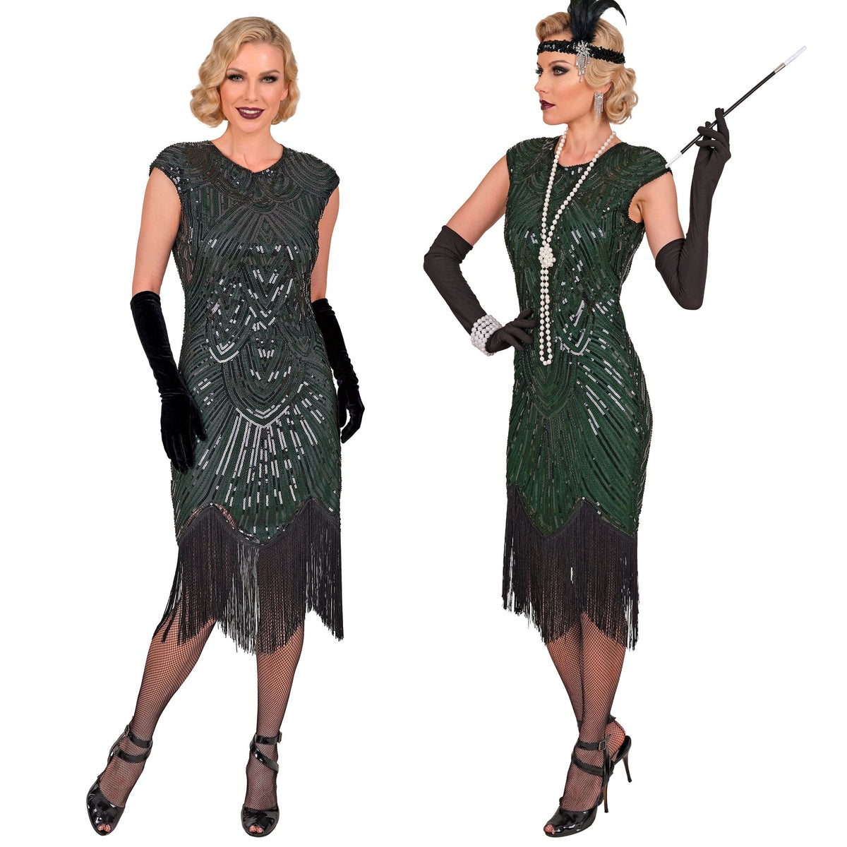 Location Déguisement Charleston Catherine Vert Luxe Adulte / Location Costume Robe Longue Gatsby Vert Femme / Location costume Charleston Gatsby Année 20 Rugissant / La Maison Du Déguisement