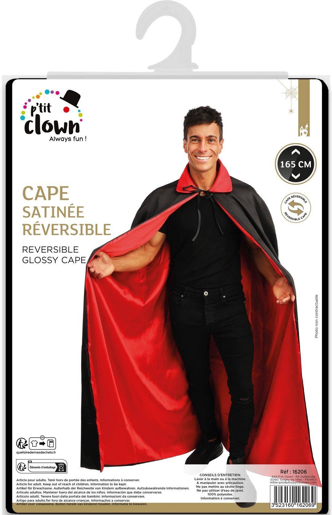 Cape Dracula Noire et Rouge Réversible / La Maison Du Déguisement