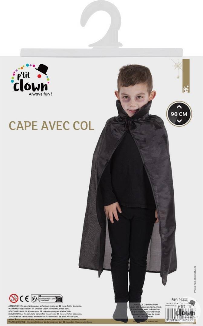 Cape Noir Enfant / Cape Noire avec Col Enfant / La Maison Du déguisement