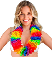Collier Hawaïen Multicolore Luxe / Collier de Fleurs Hawaï Luxe / La Maison Du Déguisement