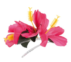 Epingle à Cheveux Hawaïenne avec 2 Hibiscus Rose / Barrette Fleurs Hibiscus Tropicale Rose / La Maison Du Déguisement