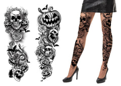 Collant Tatouage Gothique Noir / Collant Tatouages Punk Noir / Collant Tatouages Rockeur / La Maison Du Déguisement