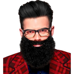 Barbe Avec Moustache Bouclée Noire / La Maison Du Déguisement