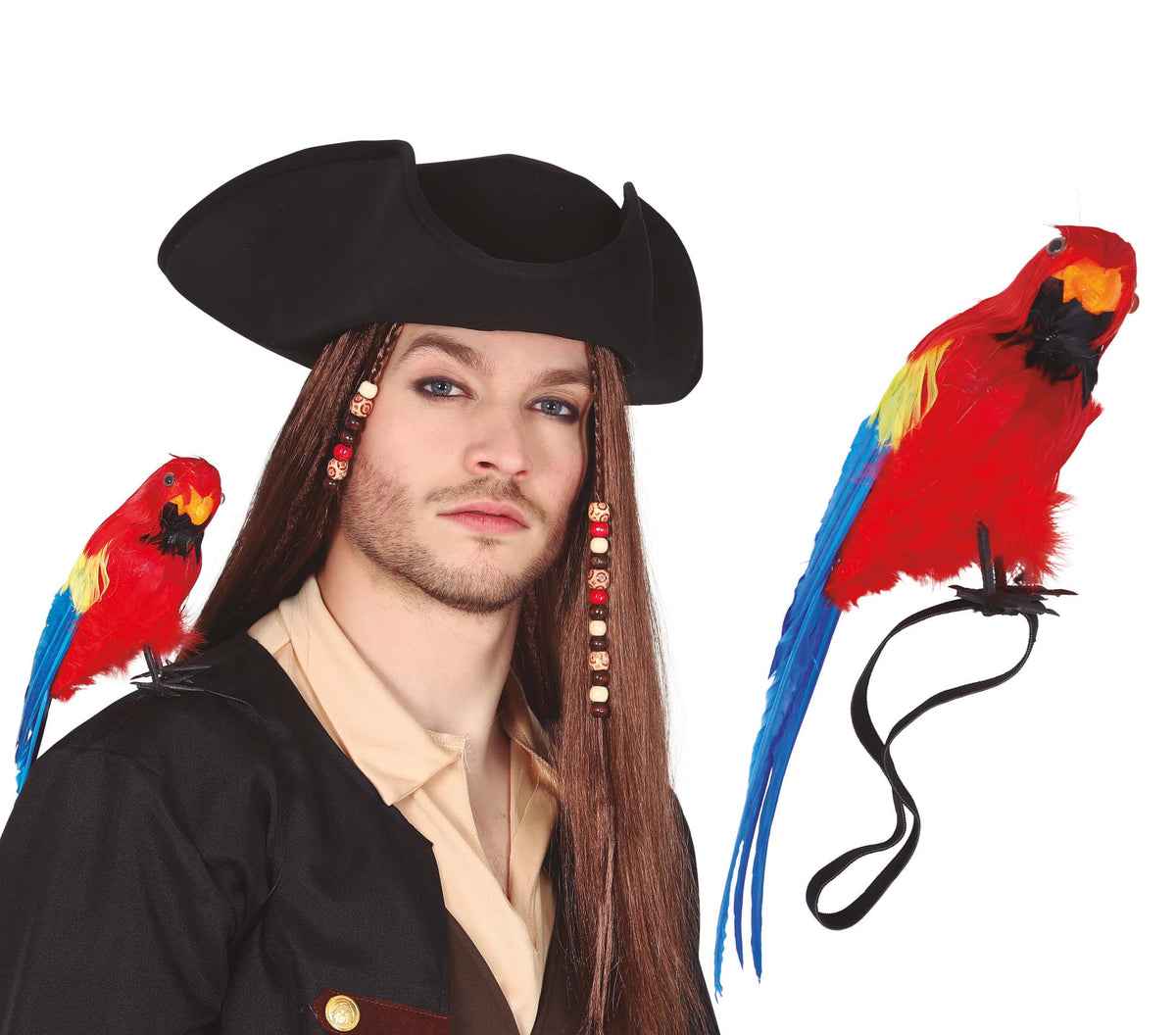 Perroquet Avec Plumes Pirate / Perroquet Avec Plumes Tropical / Perroquet pour épaule 30 cm / La Maison Du Déguisement