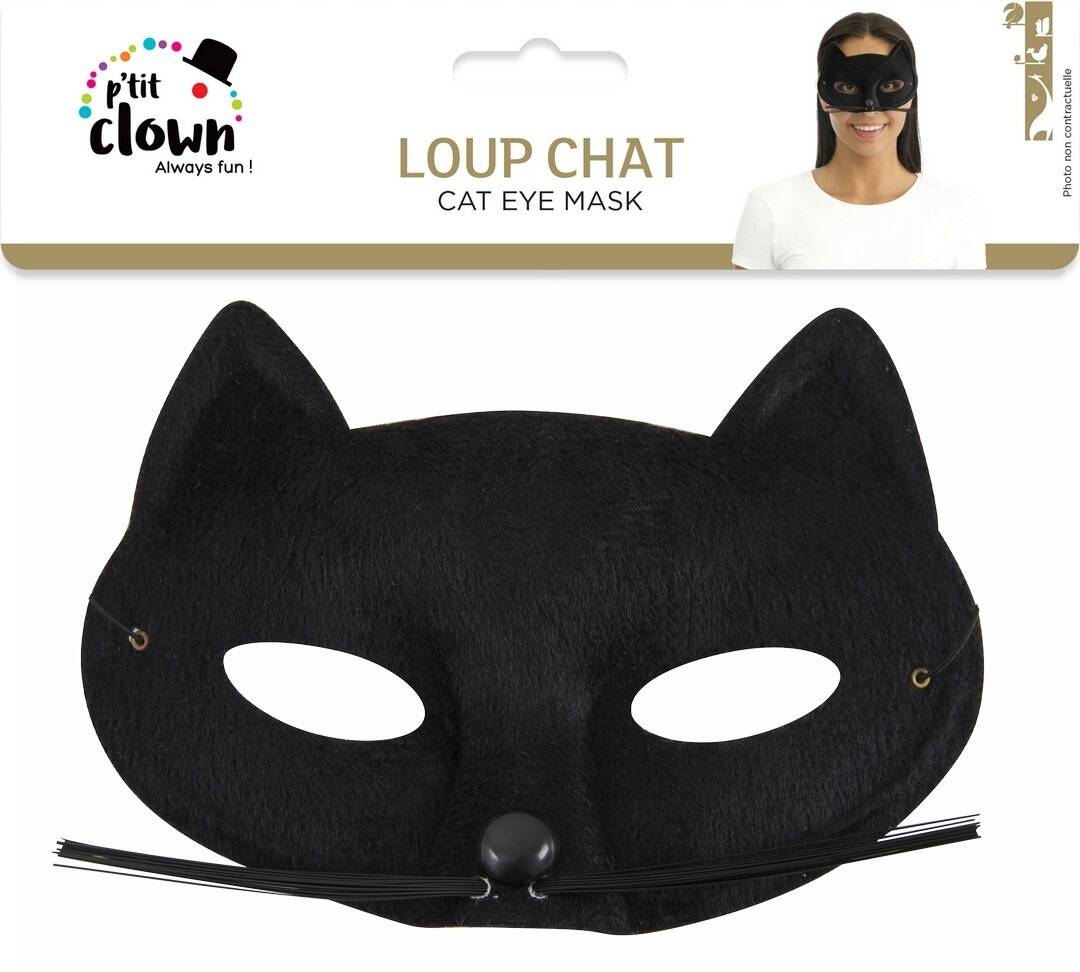 Masque Chat Noir / Loup Chat Tissu Noir / La Maison du Déguisement