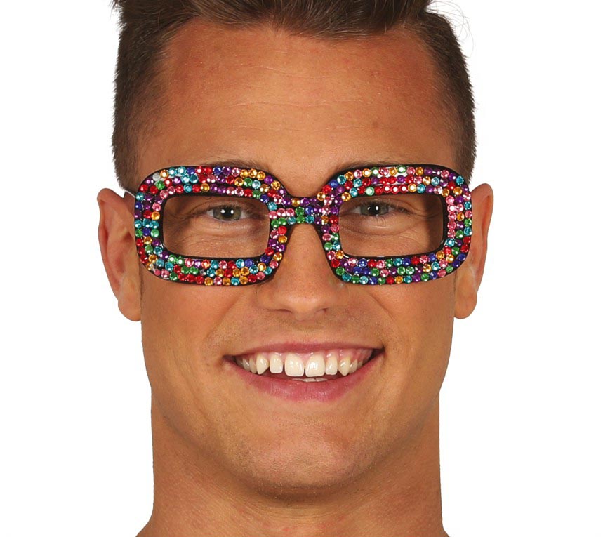 Lunettes Fantaisie à strass Multicolore / Lunettes pop multicolore / La Maison Du Déguisement