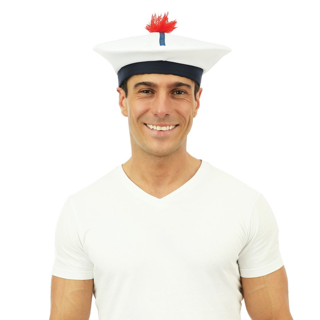 Béret Marin Adulte / Bob Marin blanc / Béret de marin Dennis / La Maison du Déguisement