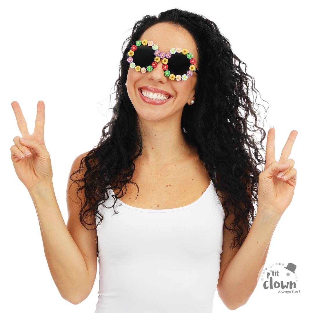 Lunettes Fleurs party Celeste /  Lunettes Hippie Celeste fleurs / La Maison du Déguisement