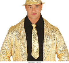 Cravate à Sequins Or / Cravate Spangles Dorée / Cravate Paillettes Or / La Maison Du Déguisement